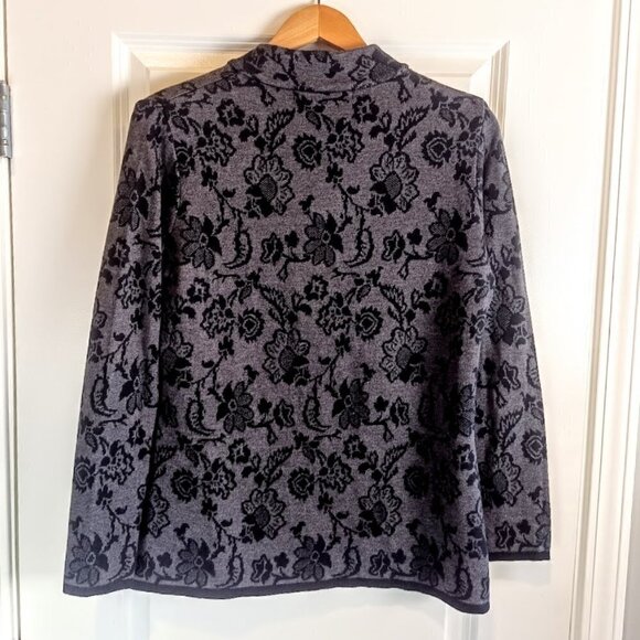 Skovhuus Denmark Black Grey Floral Print Cotton Cardigan - Picture 2 of 5